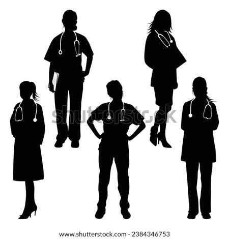 Female Doctors Silhouettes Vector illustration