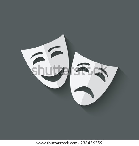 comedy and tragedy theatrical masks - vector illustration. eps 10 Royalty-Free Stock Photo #238436359