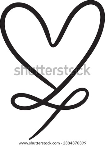 Hand drawn heart symbol, love icon for romantic trendy doodle art for decoration element in a glyph pictogram illustration