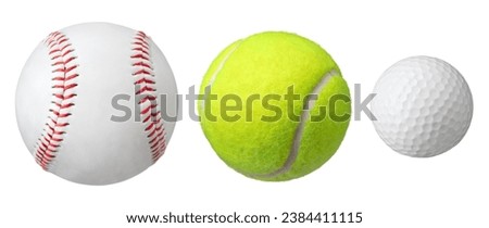 Baseball, tennis and golf balls isolated on white background