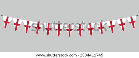England pennants, hanging bunting, panoramic vector illustration Royalty-Free Stock Photo #2384411745