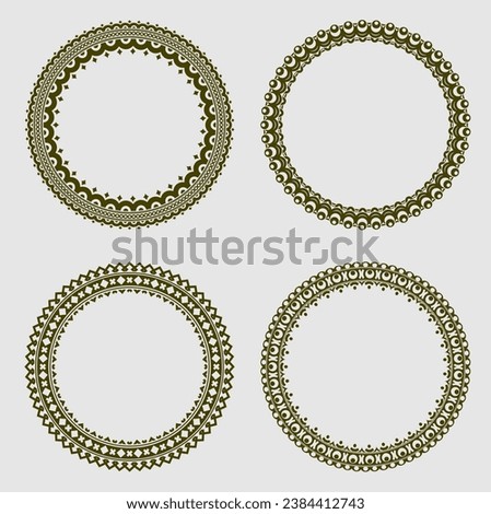 Set of four decorative round frames