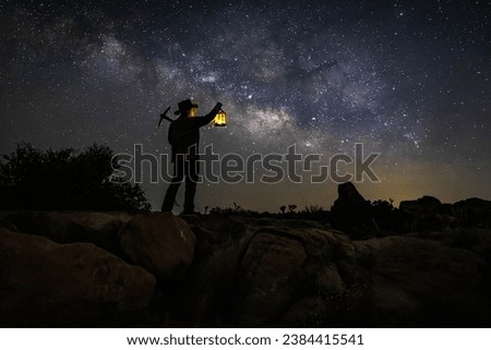 Old Gold Miner Looking at the Milky Way Under the Night Sky