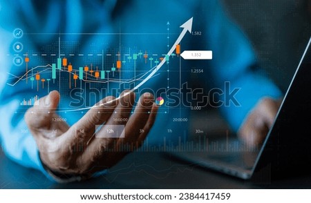 Businessman holding money economic growth, graph money, data analysis, trader investor, business financial growth, stock market, Investments funds, price, graph, technology and investment