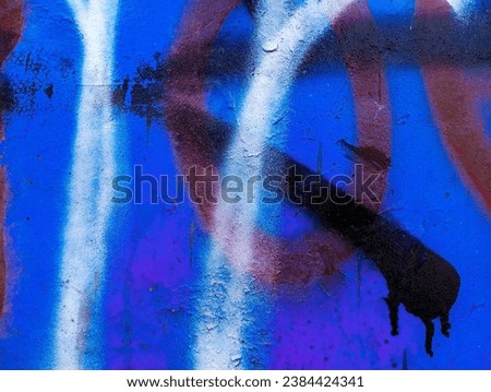 Abstract paint grunge background. Brush paint strokes on metallic board. Old dirty  metal plank with paint stains. Aged damaged iron door.