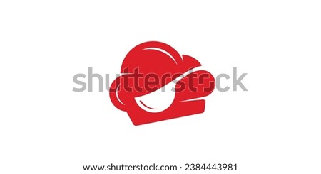 The logo design combines the shape of a chef's hat with kitchen equipment made in a negative space style. Royalty-Free Stock Photo #2384443981