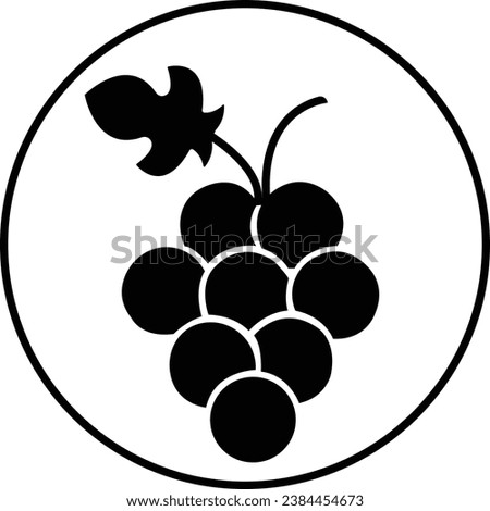 Grape icon. Grape Icon Food Fruits, bunches of grapes icons with leaf isolated on transparent background. Black Fill Grape fruits healthy lifestyle symbol template for graphic and web.
