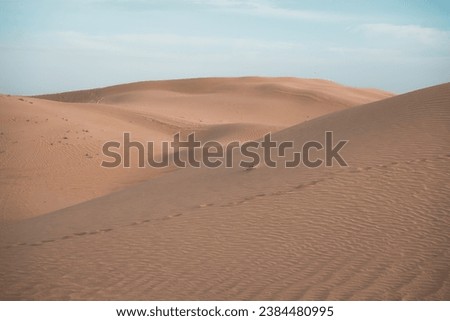 Tengri Desert in the Inner Mongolia Autonomous Region in China. Sunset picture with copy space for text
