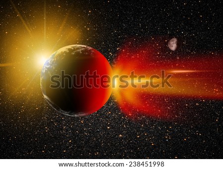 Attack of the asteroid on the Earth "Elements of this image furnished by NASA 