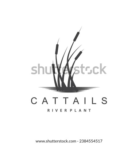 Creek and Cattail River Logo, Simple Minimalist Grass Design for Business Brand
