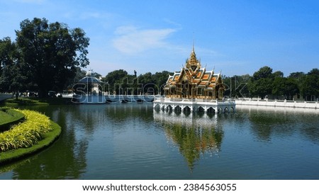 Phra Thinang Aisawan-Dhipaya-Asana Pavilion at Bang Pa-In Royal Palace, Ayutthaya, Thailand Royalty-Free Stock Photo #2384563055