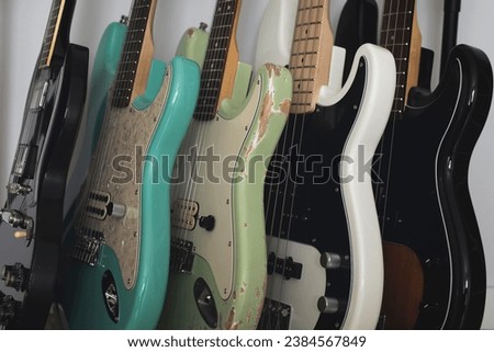 electric guitars close up. Music wallpaper