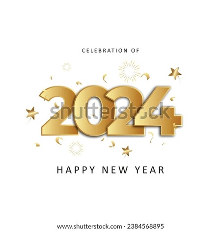 Celebration of happy new year 2024 gold greeting poster design