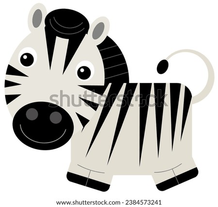 cartoon scene with happy zebra isolated  illustration for kids