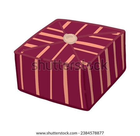 Doodle of square gift box. Holiday attribute cartoon clipart. Contemporary vector illustration isolated on white background.