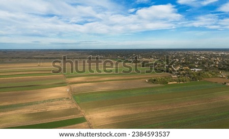 Aerial Panorama of Subotica, Serbia with farms and fields in Vojvodina