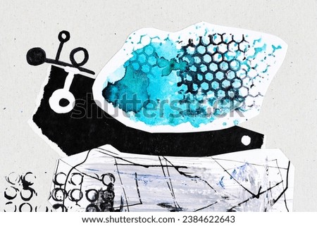 Abstract background, multicolor art collage. Creative pattern design for print invitation card, postcard. Drawing poster, colorful wallpaper. Blue, black, white colors