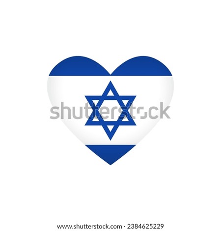 Heart shape with flag of Israel. Creative logo with clipping mask. Love Israel icon concept. Sport or travel symbol. Internet button. Badge design. T shirt graphic. Emblem template. Welcome to Israel.