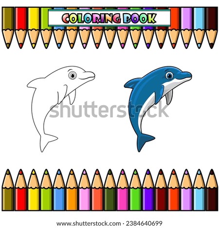dolphin cartoon jumping for coloring book