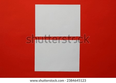 mock-ups paper on Red background, white paper Blank portrait A4. brochure magazine. use banners products business cards to showcase your