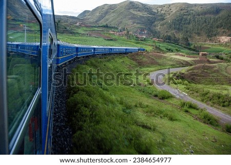 view of train from Cusco To Machu Pichu Royalty-Free Stock Photo #2384654977