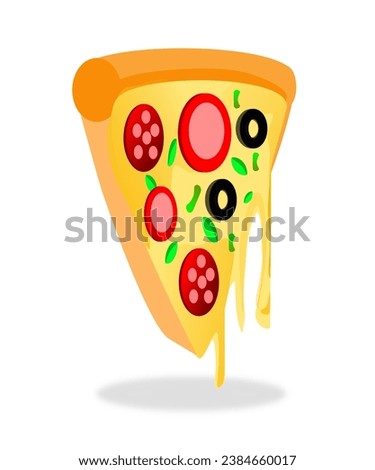 Italian pizza slices with melted cheese vector illustration.