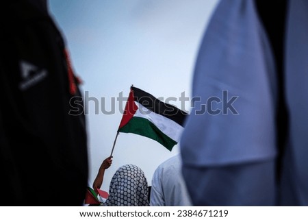 Waving Flag of Palestine with dark sky