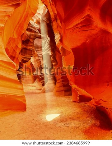 Antelope canyon with light shining 