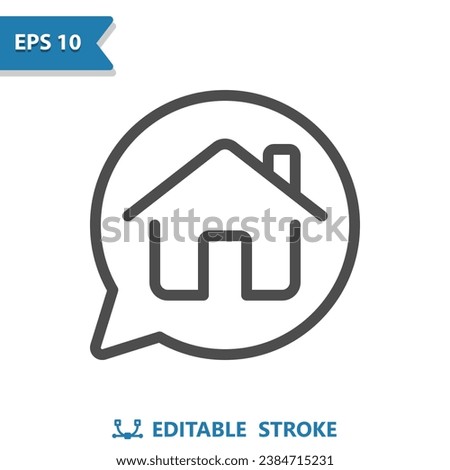 Real Estate Icon. House, Home, Talking, Chat Bubble, Speech Bubble. Professional, pixel perfect vector icon.