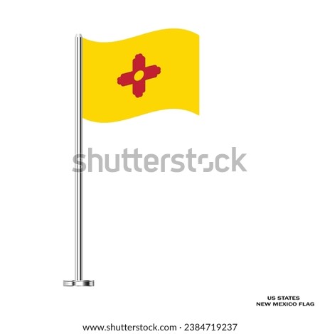New Mexico flag. New Mexico table flag on a white background. New Mexico US state. USA New Mexico vector illustration flag.