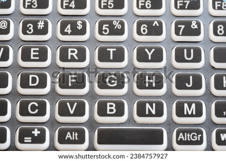 Small keyboard letter keys, characters set Latin alphabet different letters digital text representation, character input abstract concept Computer science, chars text rep, human language and computers