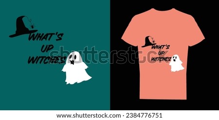 What's Up Witches.
Halloween Typography T-Shirt Design With Hat
