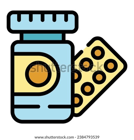 Medical pills icon outline vector. Clinic care. Health doctor color flat