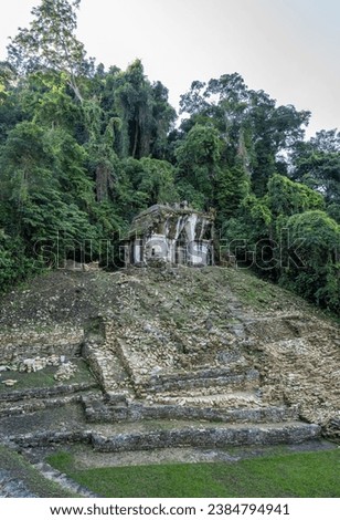 Mayan Temple of the Foliated Cross - Palenque, Mexico. Royalty-Free Stock Photo #2384794941