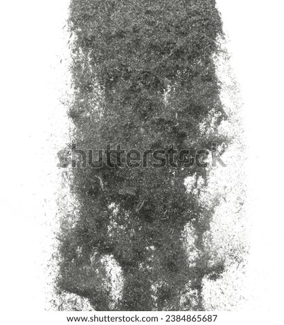 Black Husk rice seed grain fly in air. Burn black husk paddy falling scatter, explosion float in shape form line group. White background isolated freeze motion high speed shutter