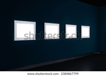 white wall with blank frame in gallery