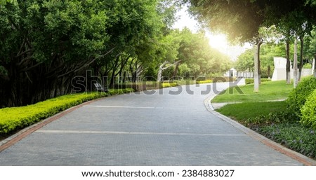 Empty road in the park Royalty-Free Stock Photo #2384883027