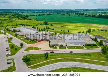 Aurora, Illinois, United States of America - August 4th 2023:  Aurora Illinois Herget Middle School 
Drone Photography