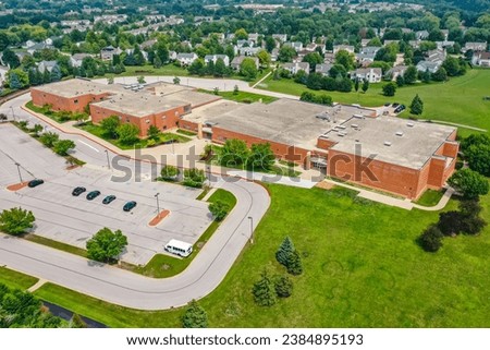 Aurora, Illinois, United States of America - July 24th 2023:  Aurora Illinois Granger Middle School Drone Photography