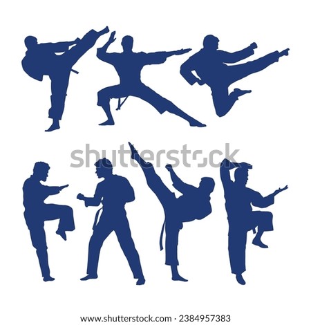 vector hand drawn karate silhouette set