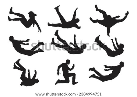 Vector silhouettes people falling collection