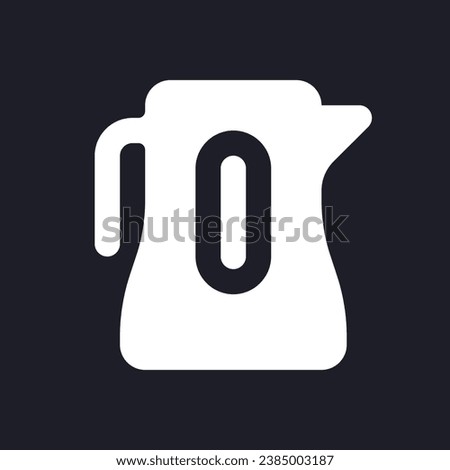 Electric kettle dark mode glyph ui icon. Appliance for boiling water. User interface design. White silhouette symbol on black space. Solid pictogram for web, mobile. Vector isolated illustration