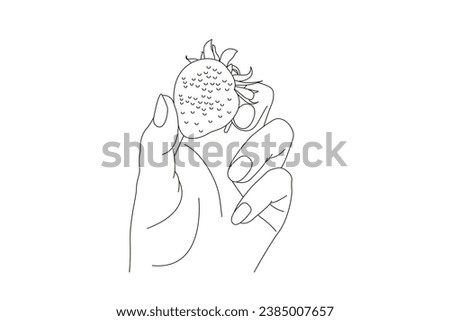 Vector illustration of a large sweet strawberry in hand
