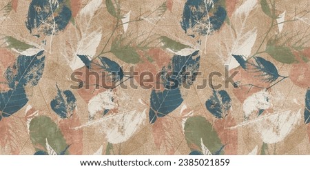 leaf on the old colourful wall background, digital wall tiles or wallpaper design