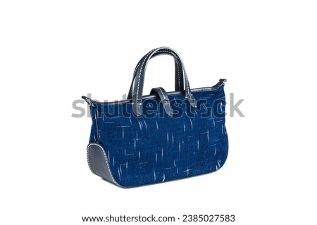 Blue shopping bag for leisure, travel, vacation isolated on white background.