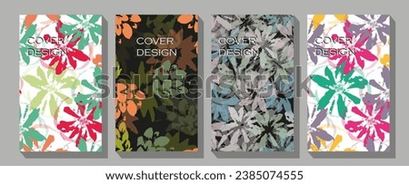 Highlight covers for social media stories vector . Multicolored circles with line leaves.  Floral, effective, multicolored fabric patterns. 