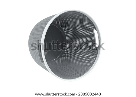 gray oval trash can on a white background