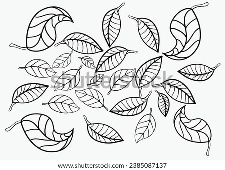 Outline round leaf for coloring book page. Antistress for adults and children. Doodle ornament in black and white. Hand draw vector illustration.