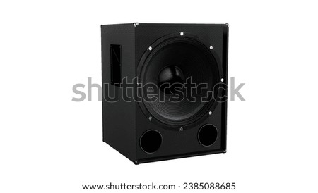 Black speaker with two speakers on the sides on isolated background.