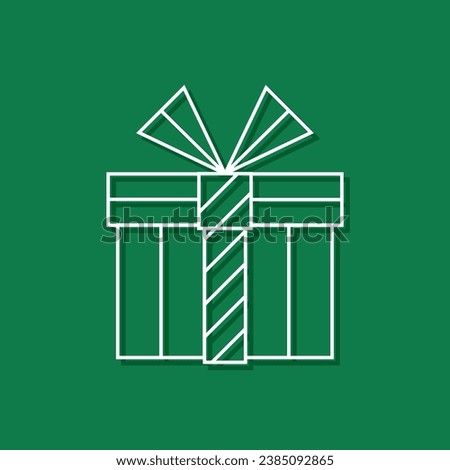 gift box line icon, white geometric symbol isolated on green background, editable stroke decorative vector design element